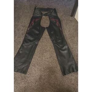 Harley Davidson Leather Chaps Women Black Size Small With Embroidery